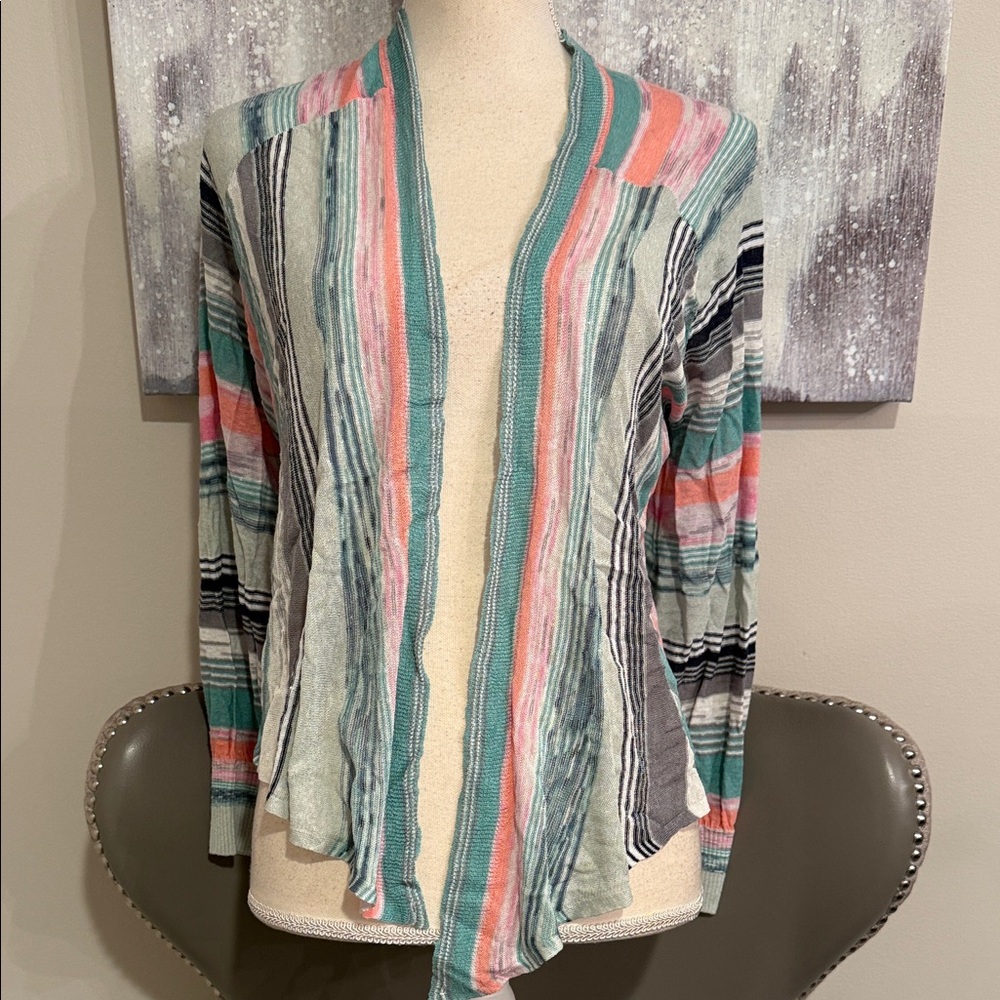 Nic + Zoe Lightweight Striped Multicolor Women's  cardigan size Large